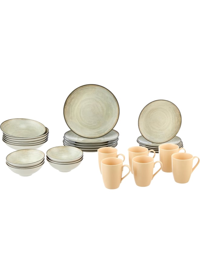 زينيا طقم عشاء من الخزف الصيني "زينيا" من تصميم فتحي محمود، رقم الموديل DG-23870، مكون من 30 قطعة (6 أطباق عشاء - 6 أطباق شوربة - 6 أطباق حلوى - 6 أوعية - 6 أكواب) - Image 2